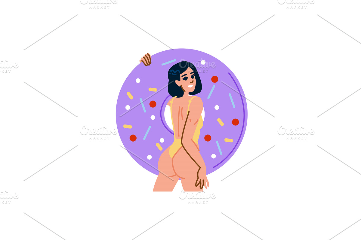 Woman wearing swimsuit holding, a Sport Illustration by pikepicture