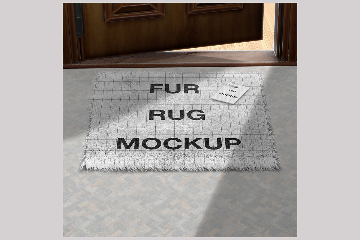 Square fur rug mockups., a Mockup by moqirynart (Photo 15 of 16)