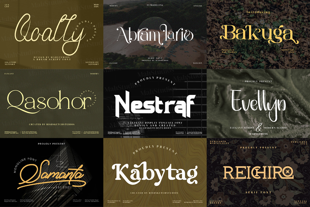 Display & Script Font Bundle, a Serif Font by mahstudios