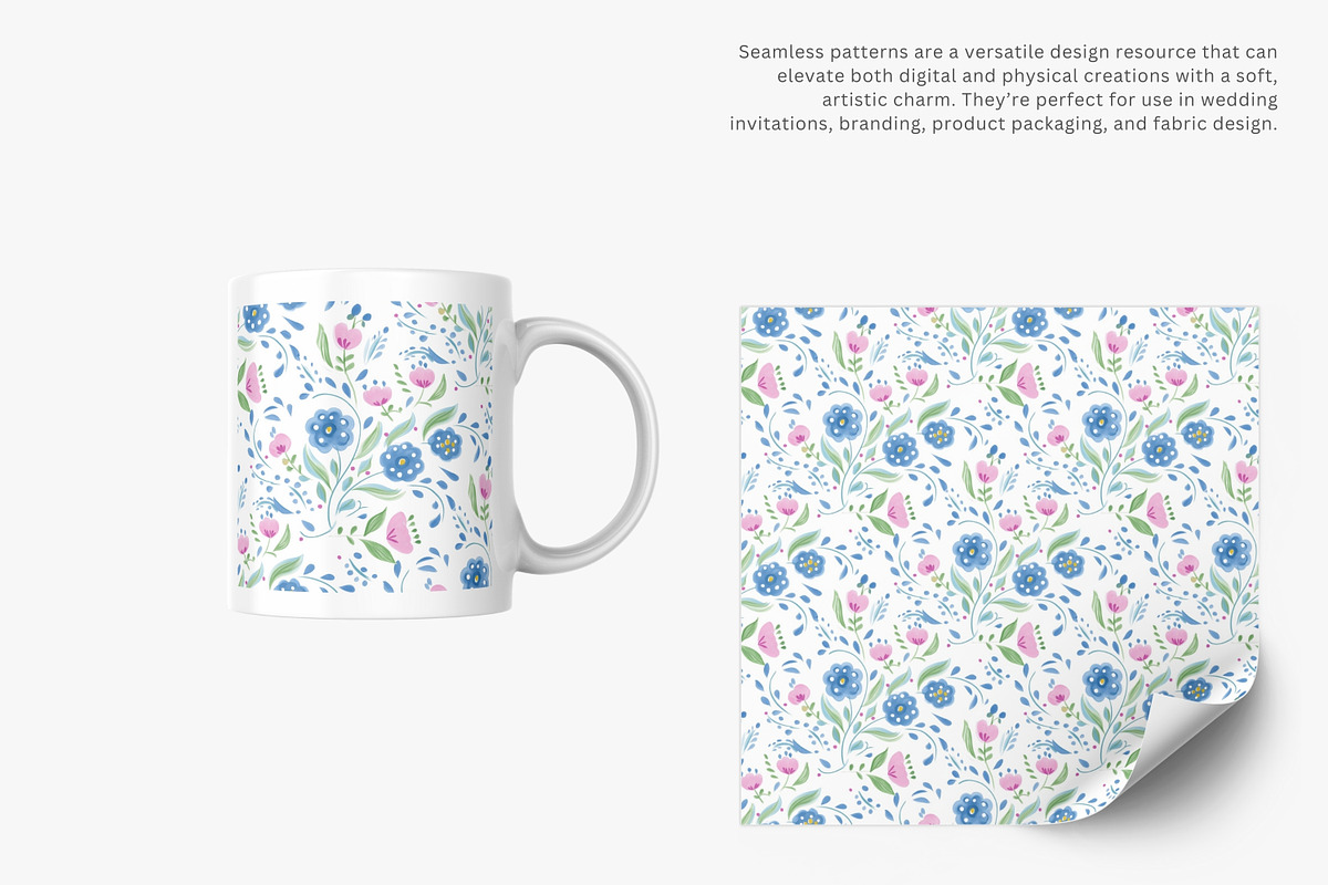 folk floral seamless pattern, a Pattern Graphic by Pink Studio Art (Photo 3 of 5)