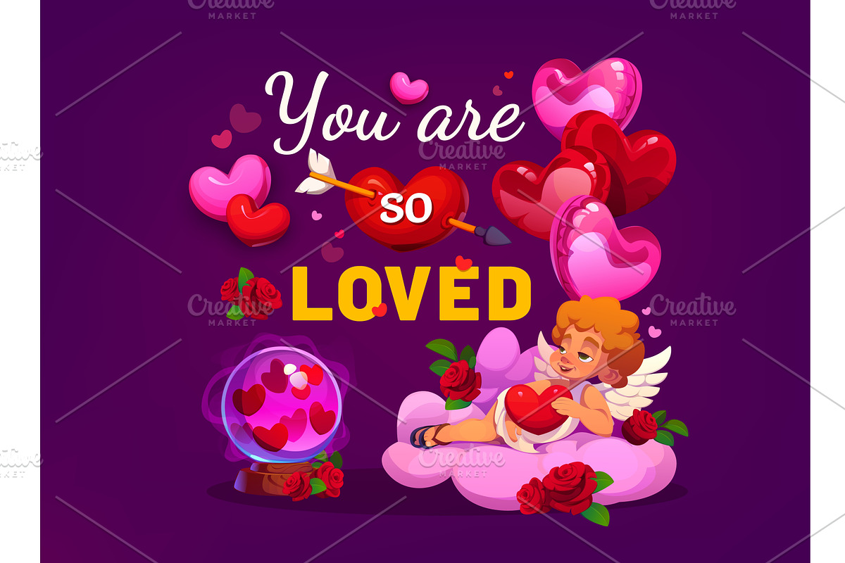 You are so loved Valentine's Day, a Seasonal Illustration by Vector Tradition