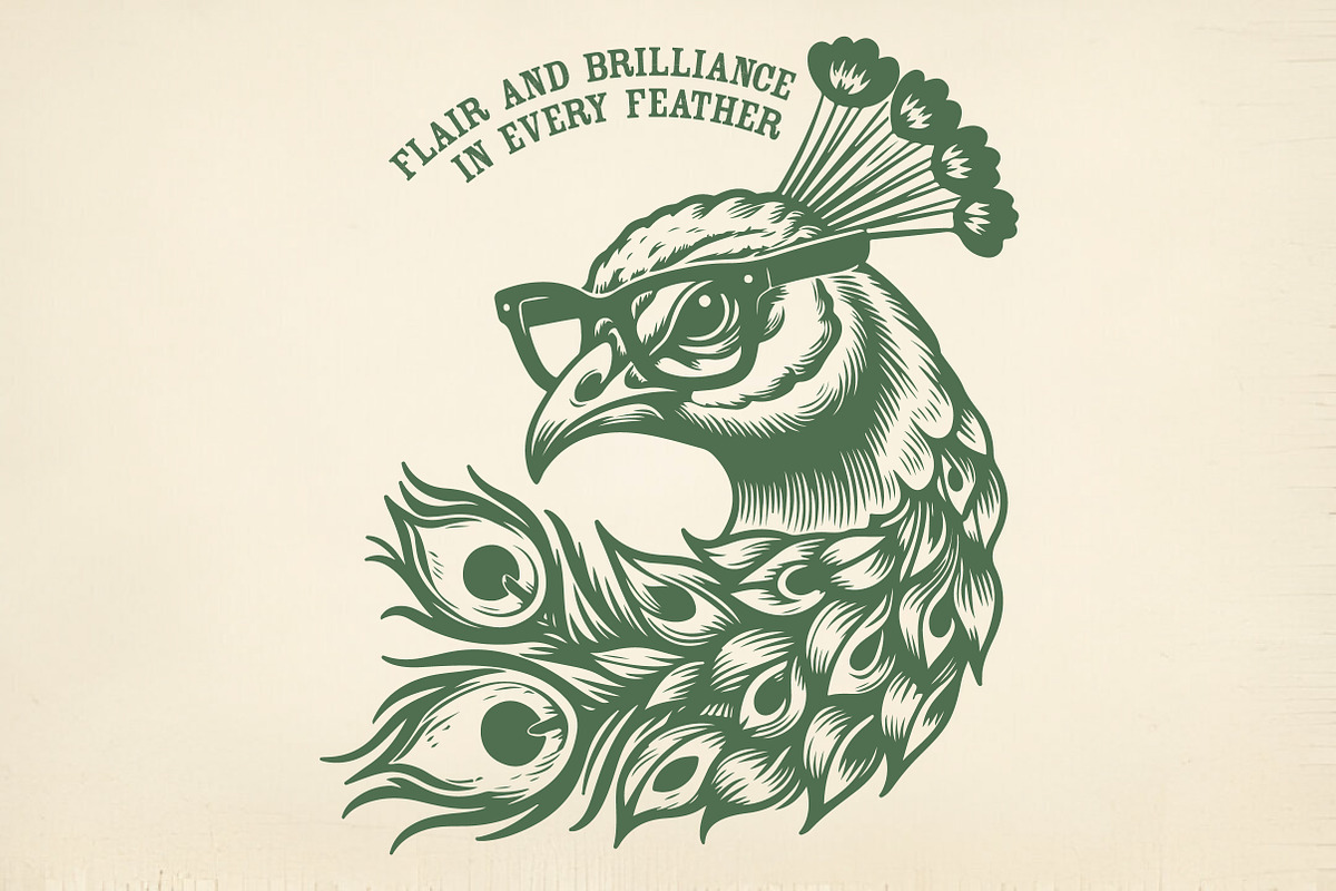 Smart Peacock Wearing Glasses Art, an Illustration by Pixels.Craft (Photo 1 of 7)