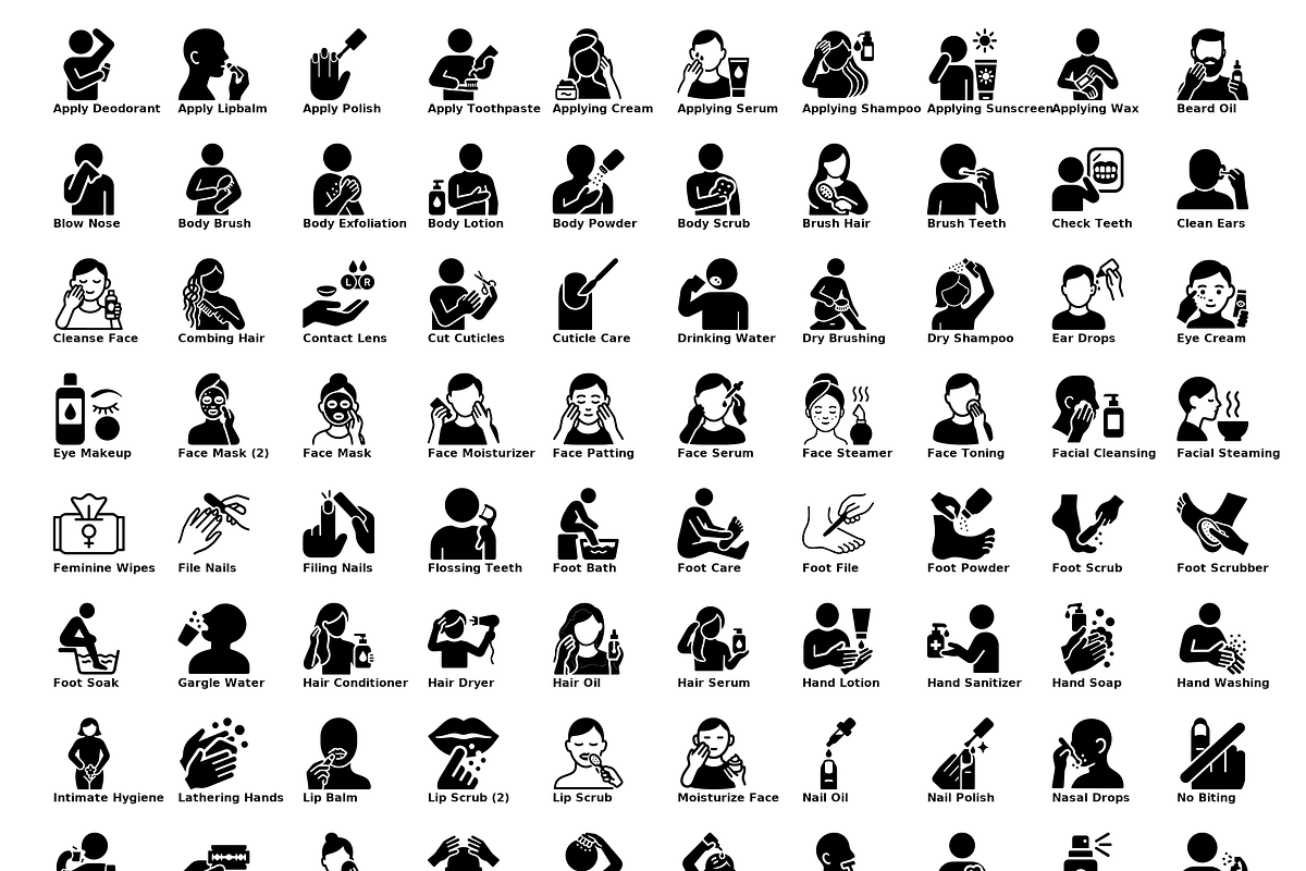 Personal Care Hygiene Glyph Icons, an Icon by Symbolic Language