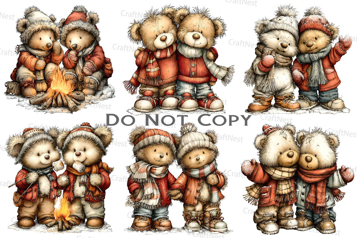 Cute Winter Bear Couple Clipart, an Illustration by Craft Nest (Photo 8 of 9)