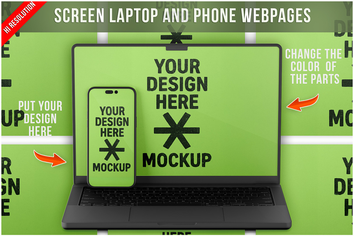Laptop And Phone Screen Webpage PSD, a Device Mockup by Bruno's Shop (Photo 1 of 3)