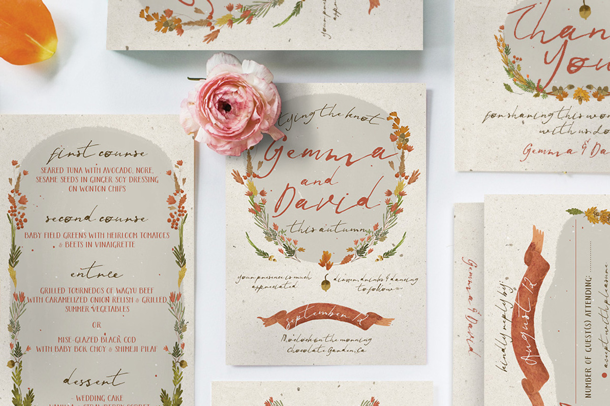 Autumn Floral Wedding Suite, an Invitation Template by BlueRobinDesignShop (Photo 2 of 12)