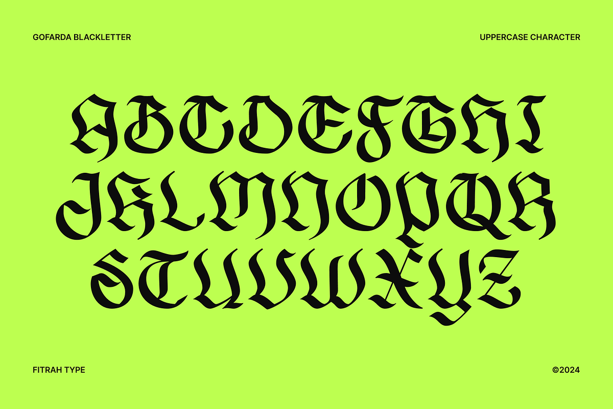 Gofarda Gothic Blackletter, a Blackletter Font by Fitrah Type (Photo 4 of 15)