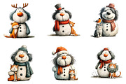 Whimsical Christmas Snowman Clipart, an Illustration by DreamArtGraphic (Thumbnail 5 of 5)