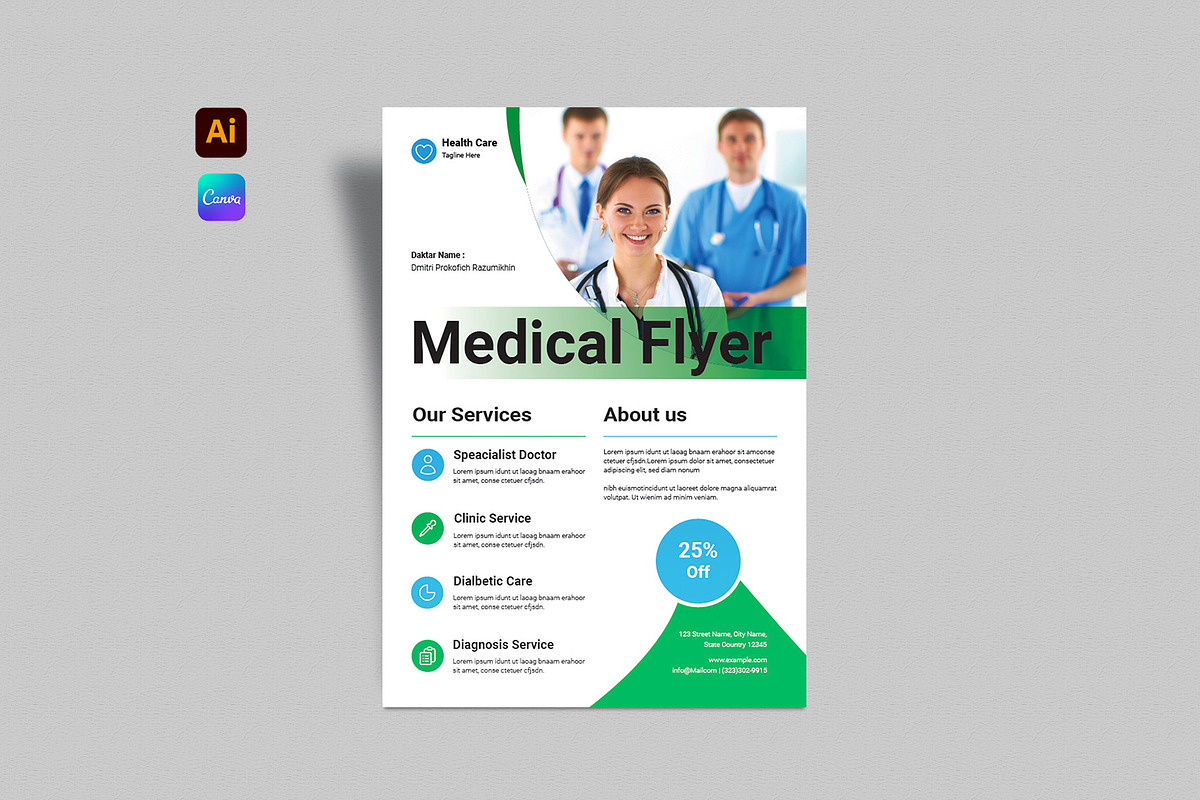 Corporate Medical Flyer Template, a Flyer Template by E-Type (Photo 1 of 3)