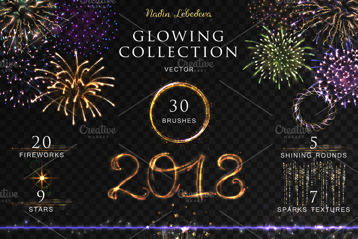 VECTOR GLOWING COLLECTION 2, an Illustration by Nadin_Lebedeva (Photo 1 of 5)