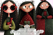 Whimsical Christmas Girl Clipart, an Illustration by Sublimation Artist (Thumbnail 1 of 6)