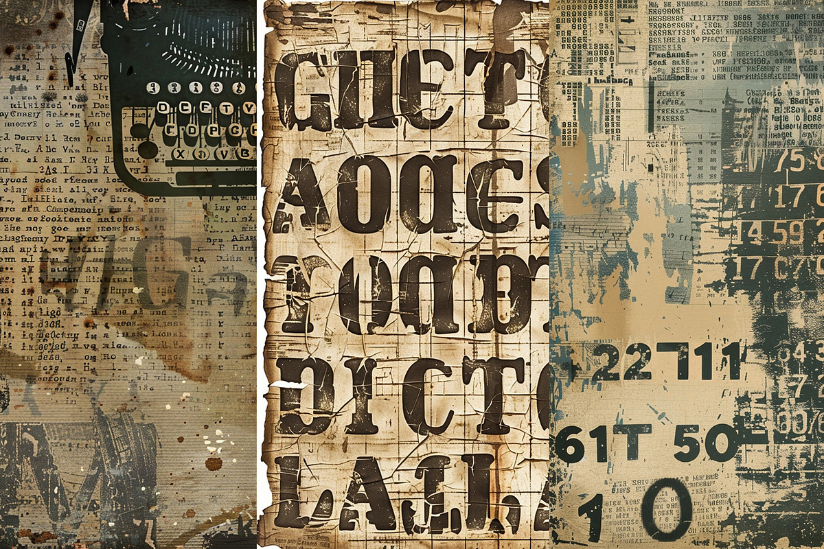Grunge Letters Number Digital Papers, a Background Graphic by BonaDesigns (Photo 4 of 5)