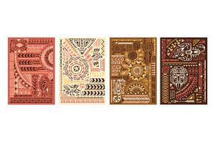 Aztec ornaments backgrounds set, a Decorative Illustration by PaperTrident