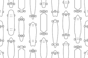 Seamless Pattern With Skateboards