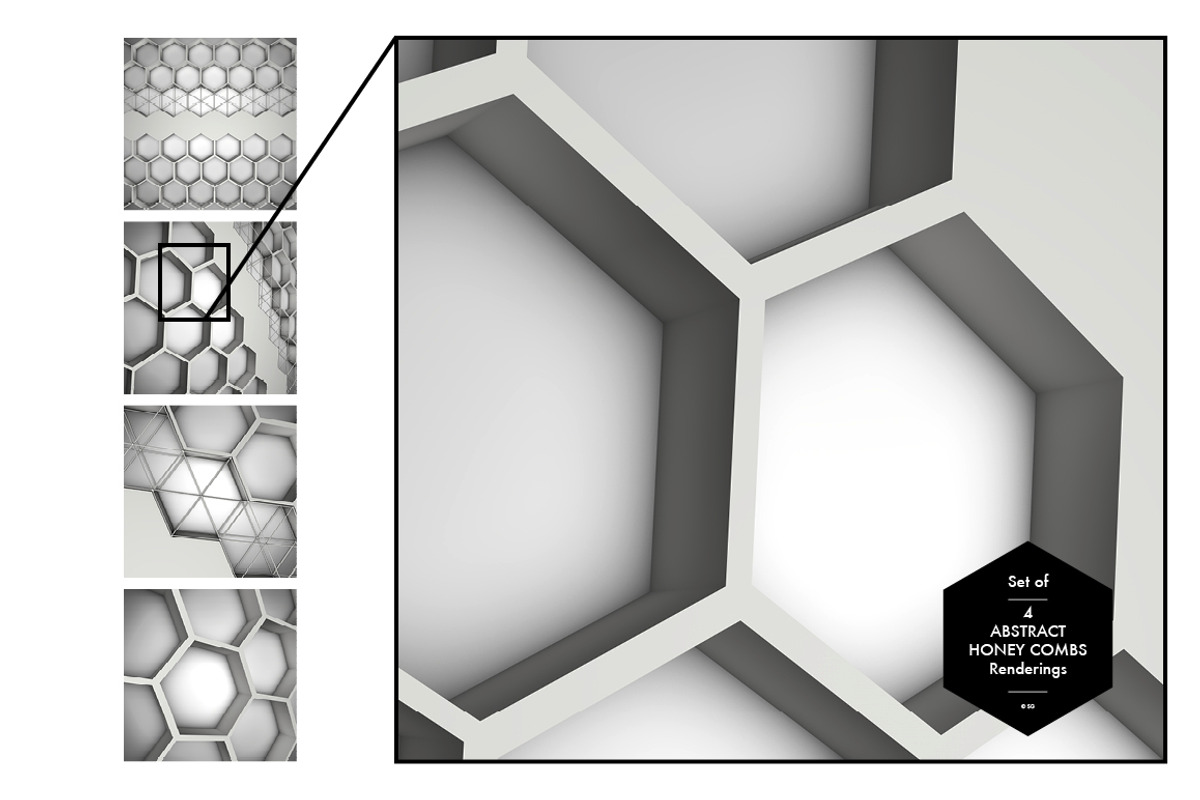 Set of 4 Abstract Honey Combs, a Graphic by helloSG (Photo 2 of 2)