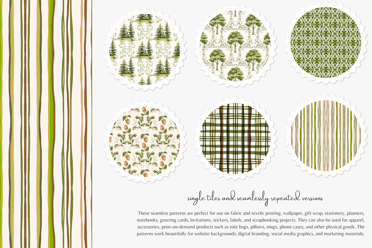 woodland seamless pattern set, a Pattern Graphic by Patishop Art (Photo 3 of 10)