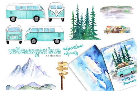 Volkswagen Bus Adventure Cliparts