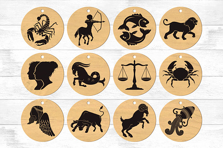 Zodiac Earring Circle SVG Laser Cut