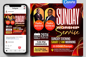 Sunday Worship Church Flyer, Canva