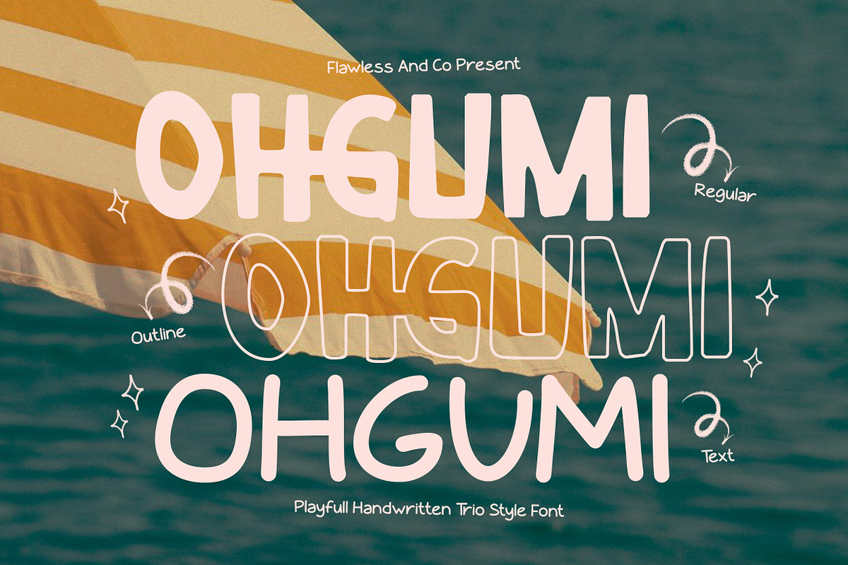 Ohgumi - Trio Playful Display Font, a Handwritten Font by Flawless And Co (Photo 1 of 10)
