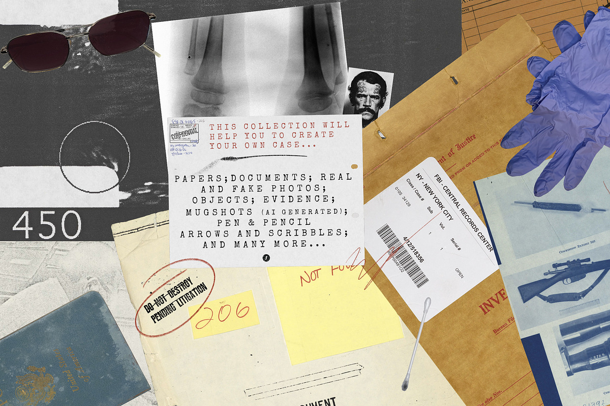 Criminal Bureau Collage Kit, an Object Graphic by Freezerondigital (Photo 2 of 18)