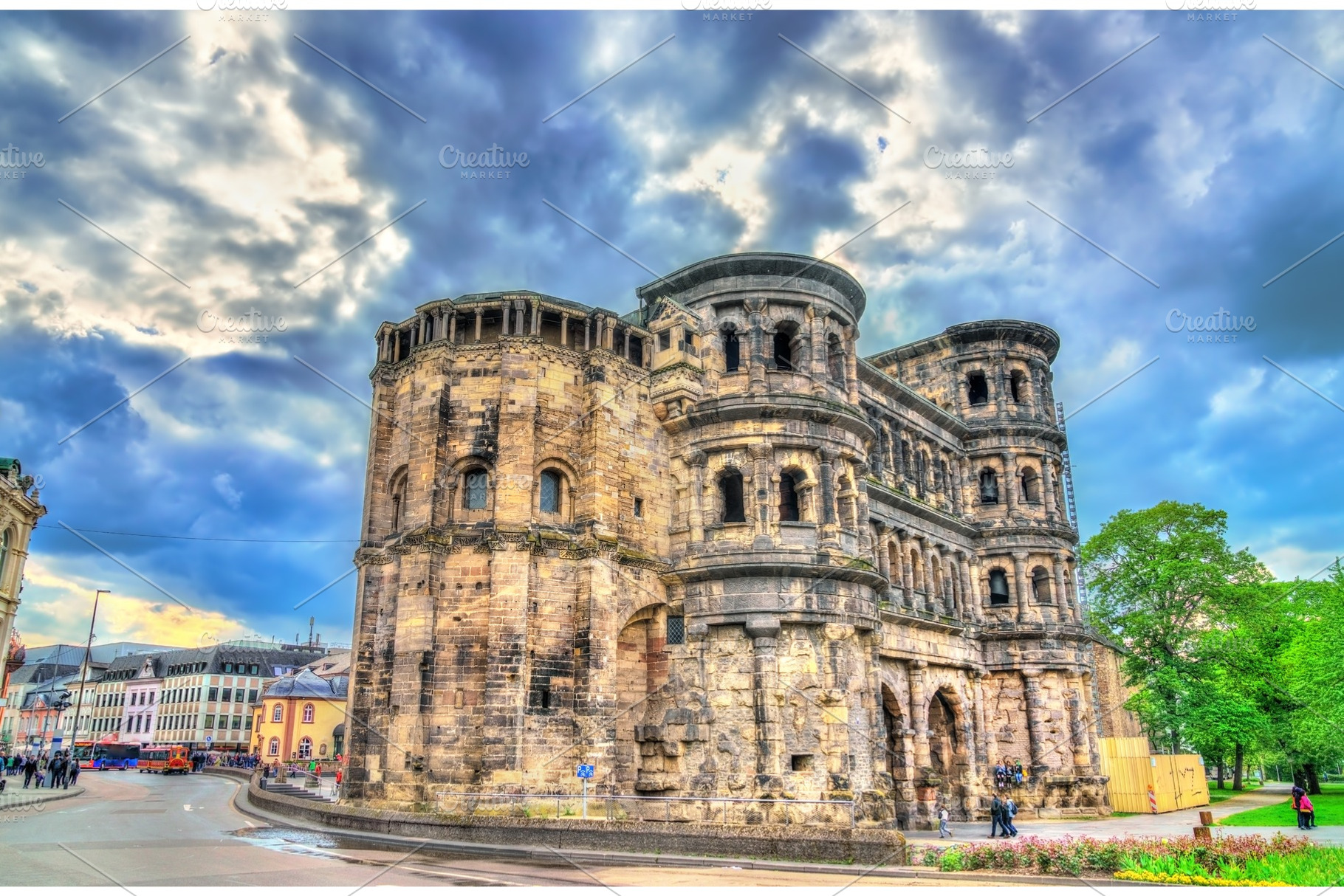 The porta nigra a large roman city gate in trier germany containing germany, an Architecture Photo by Leonid Andronov