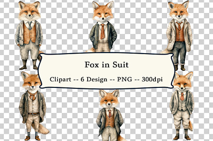 6 Fox in Suit Clipart