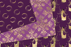 Purple And Gold Fairy Digital Paper