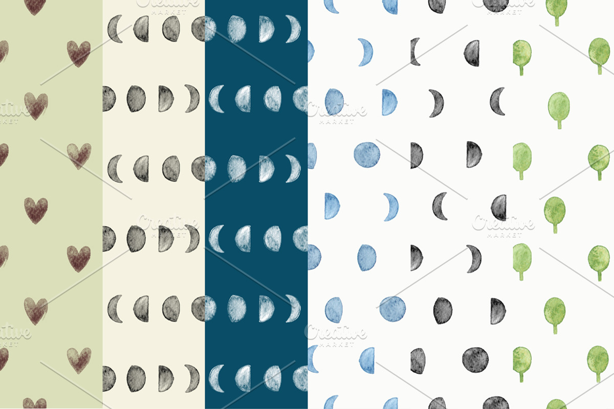 Cute watercolor patterns preview 4