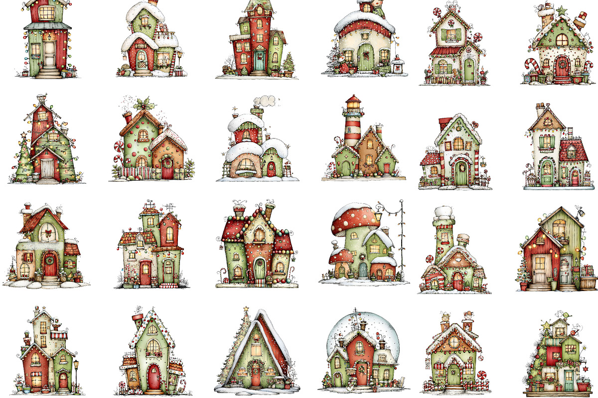 Whimsical Christmas House Clipart, an Illustration by Designking (Photo 2 of 5)