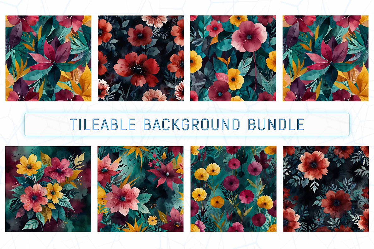 Watercolour Floral Background Bundle, an Illustration by Sofia's Fashion (Photo 2 of 2)
