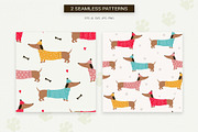 Funny Dachshunds Clipart & Patterns, an Animal Illustration by Irina Ostapenko (Thumbnail 2 of 5)