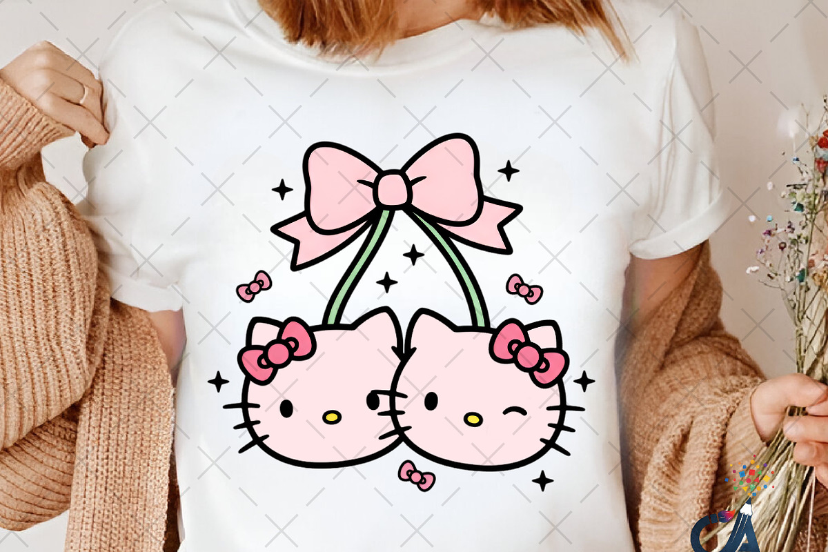 Coquette Bow Cherry Hello Kitty Png, an Illustration by Creative Art (Photo 3 of 6)