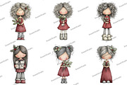Cute Holly Girl Clipart, an Illustration by DreamArtGraphic (Thumbnail 2 of 5)