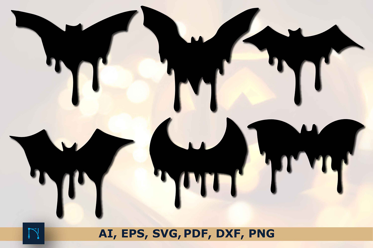 Halloween Dripping Blood Bat SVG Set, a Graphic by NGISED