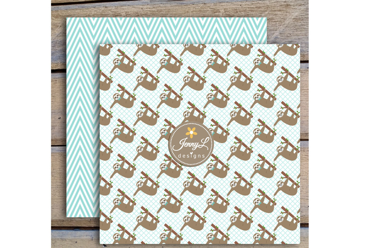 Sloth Boy Digital Paper & Clipart, a Pattern Graphic by JennyL Designs (Photo 4 of 4)