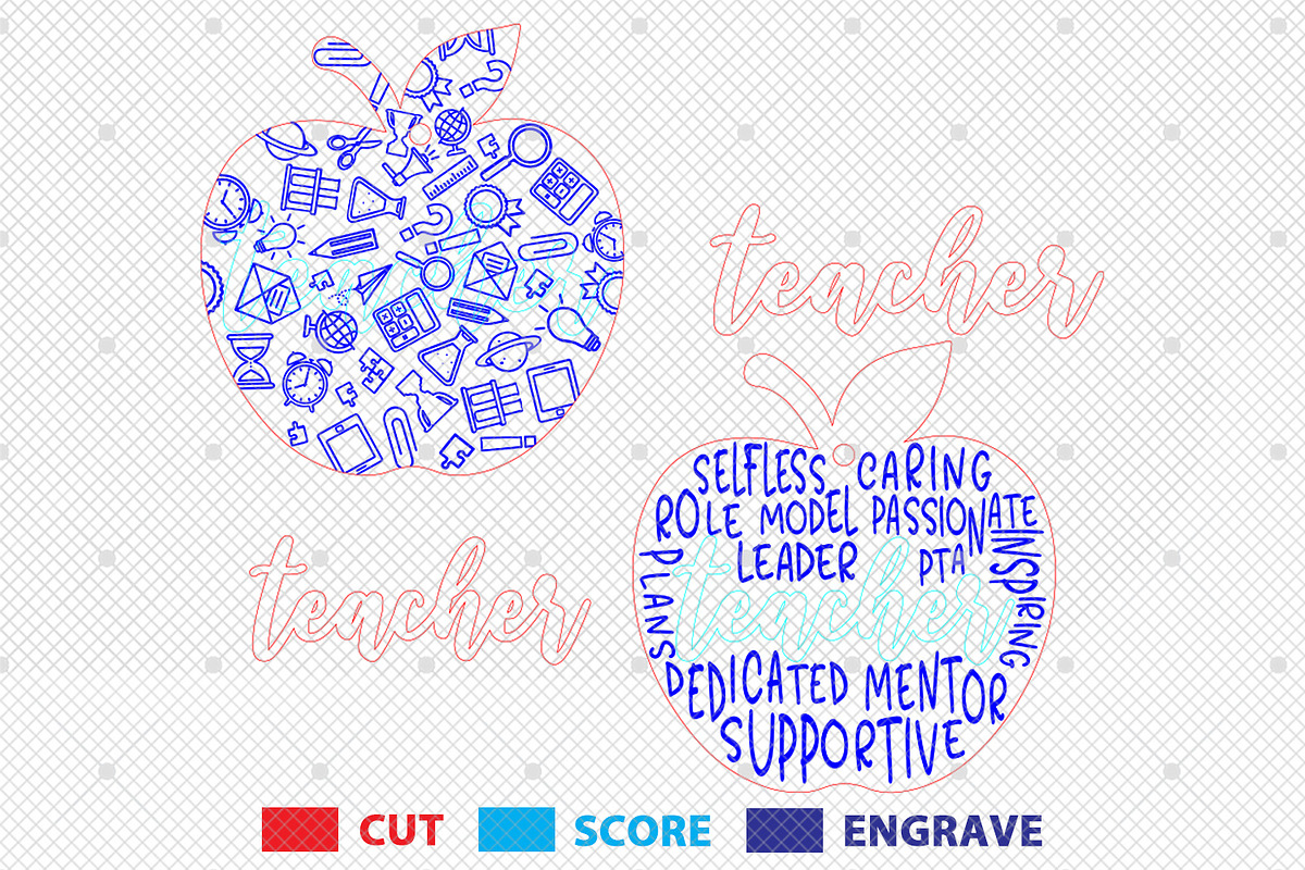 Teacher Apple Ornaments Svg, a Pattern Graphic by Lasercutiny (Photo 2 of 2)
