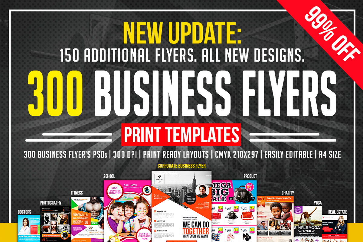 New-150 Multipurpose Flyers Bundle, a Flyer Template by AfzaalGraphics (Photo 1 of 35)