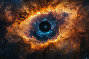 Vibrant cosmic nebula resembling an, a Photo by Tanuart