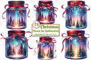 Christmas Mason Jar Sublimation, a Seasonal Illustration by Craft Nest (Thumbnail 1 of 5)