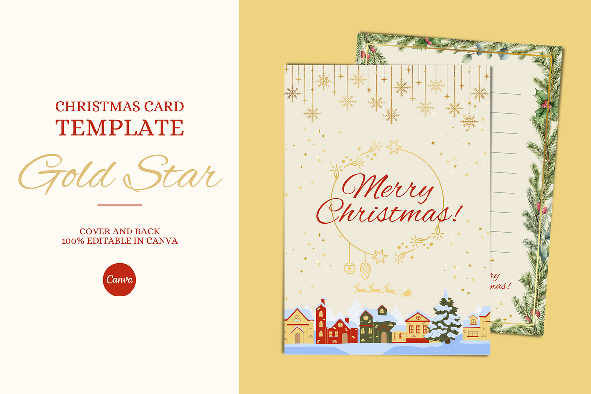 Christmas GREETING CARD CANVA TEMPLA, a Card Template by The Little Lily Studio (Photo 1 of 5)