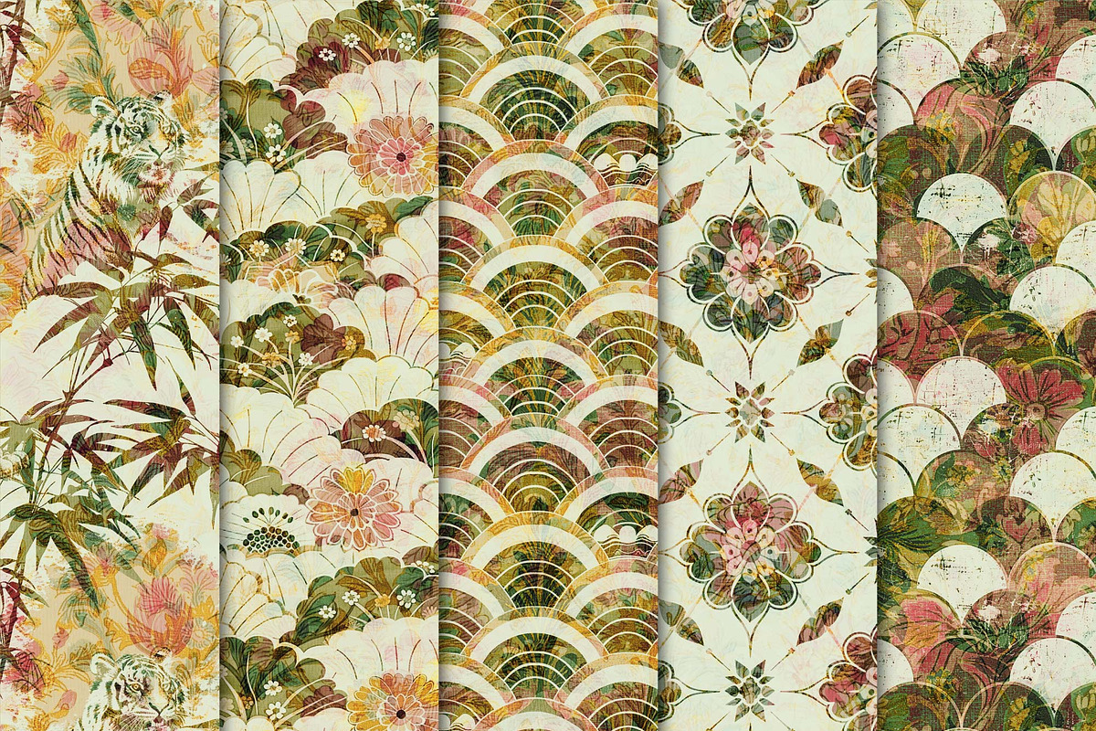 Repeating Oriental Paper Pack, a Pattern Graphic by Maishop (Photo 2 of 3)