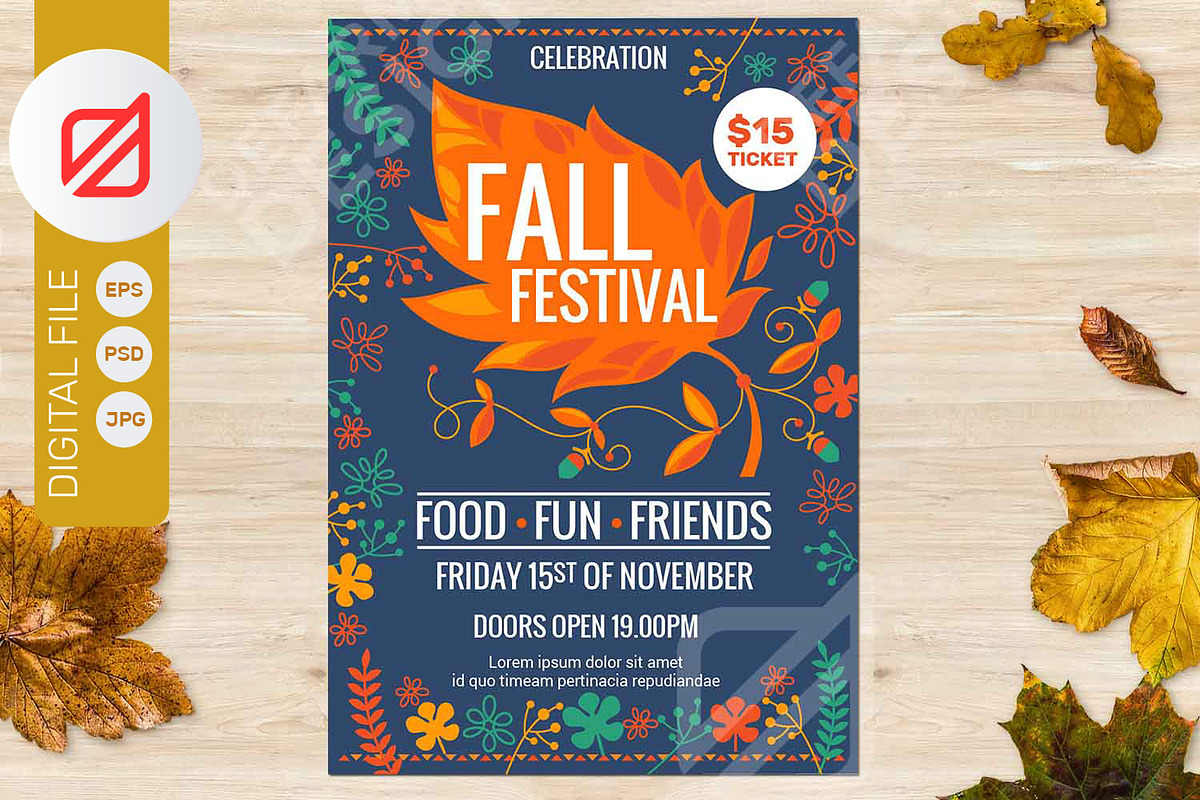 Fall Festival Autumn Party Flyer, a Flyer Template by defarmerdesign