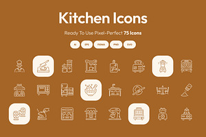 Kitchen Icon Art Set, an Outline Icon by Prosymbols