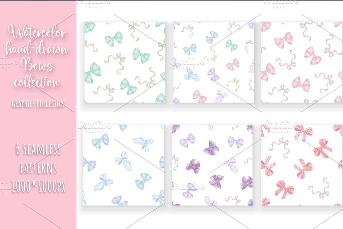 Watercolor hand-drawn bows Graphics, a Pattern Graphic by Art (Photo 2 of 8)