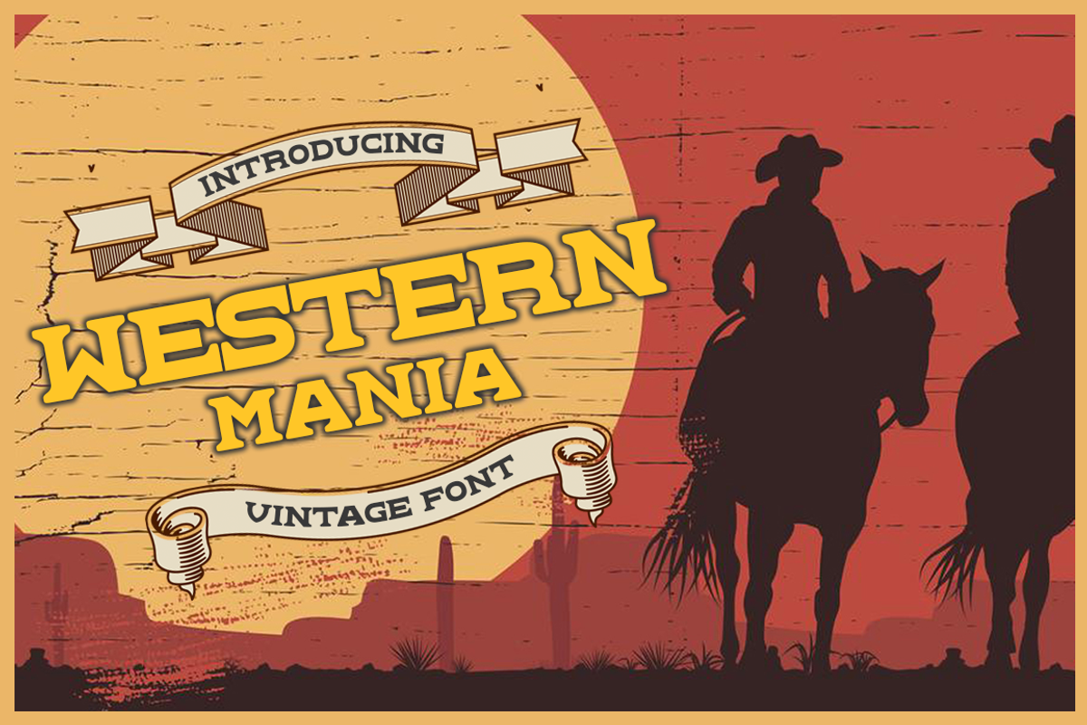 Western Mania Regular and Outline, a Sans Serif Font by Alexander Tiunov (Photo 1 of 6)