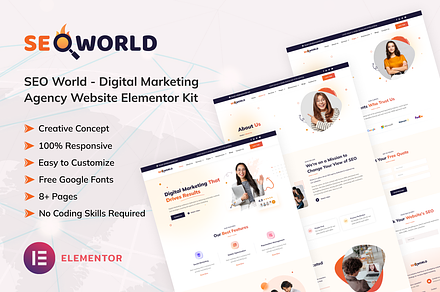 SEO World Elementor Kit, a WordPress Template by Techeshta Solutions