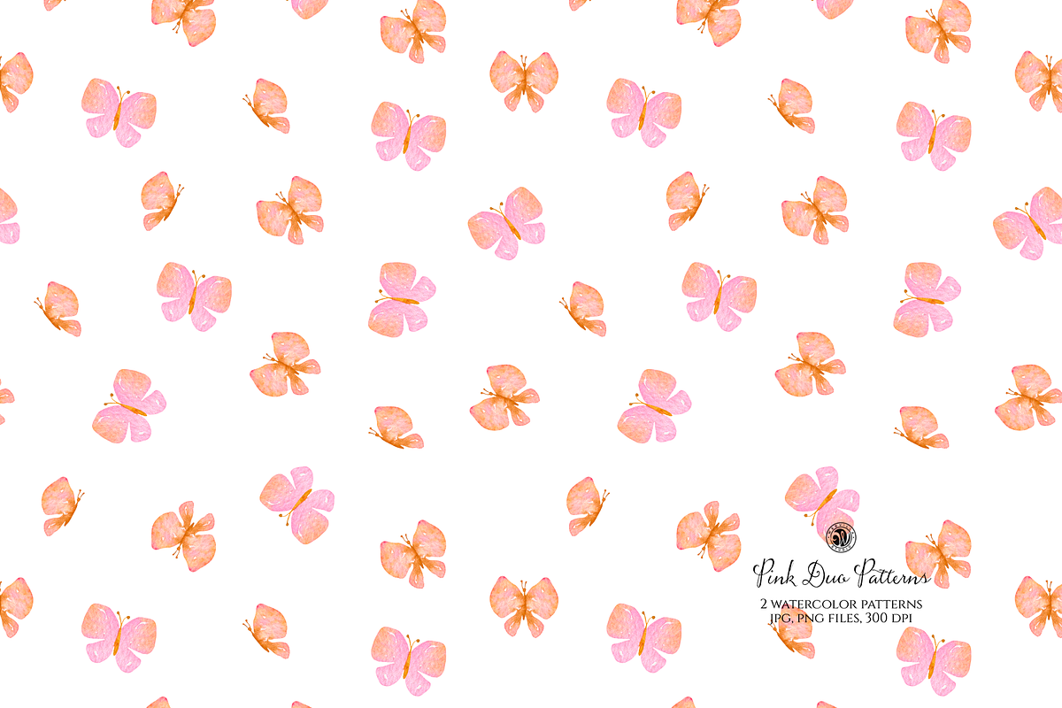 Pink Duo Watercolor Patterns, a Pattern Graphic by Webvilla Studio (Photo 3 of 6)