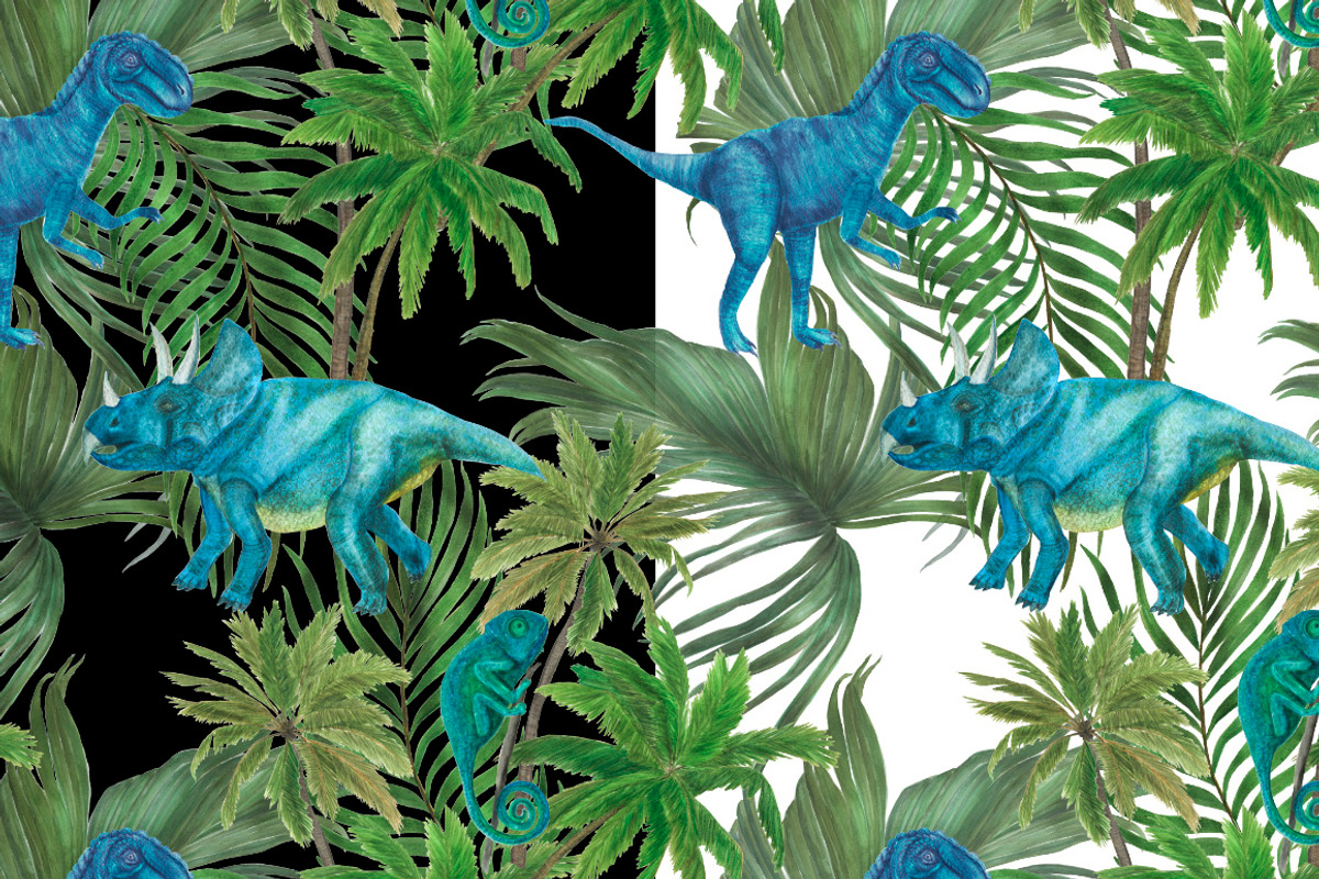 Dinosaurs and flowers, a Pattern Graphic by ramika (Photo 2 of 6)