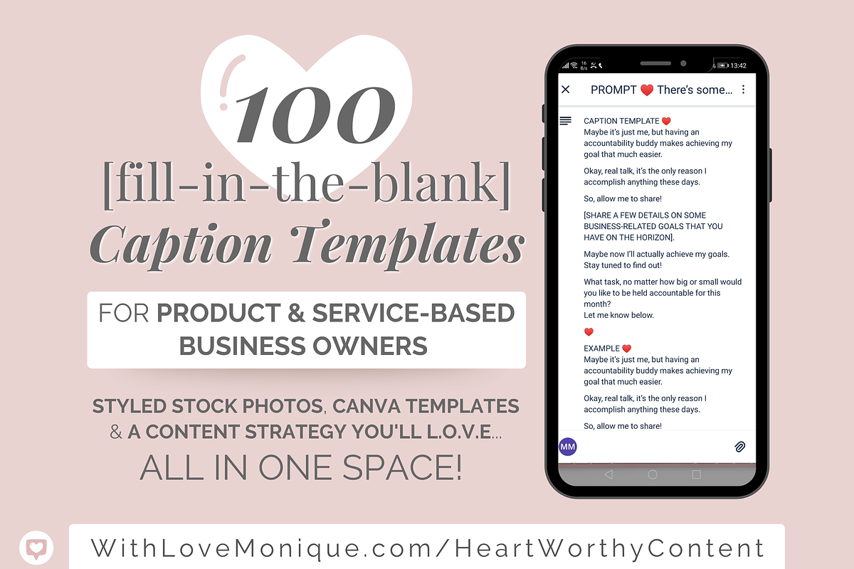 100 Caption Templates for Instagram, a Social Media Template by With Love Monique (Photo 10 of 10)